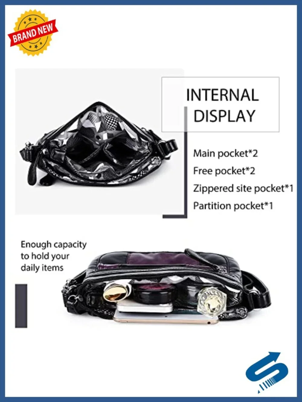 Women's Hobo Crossbody Bag with Adjustable Strap - Small Faux Leather Purse